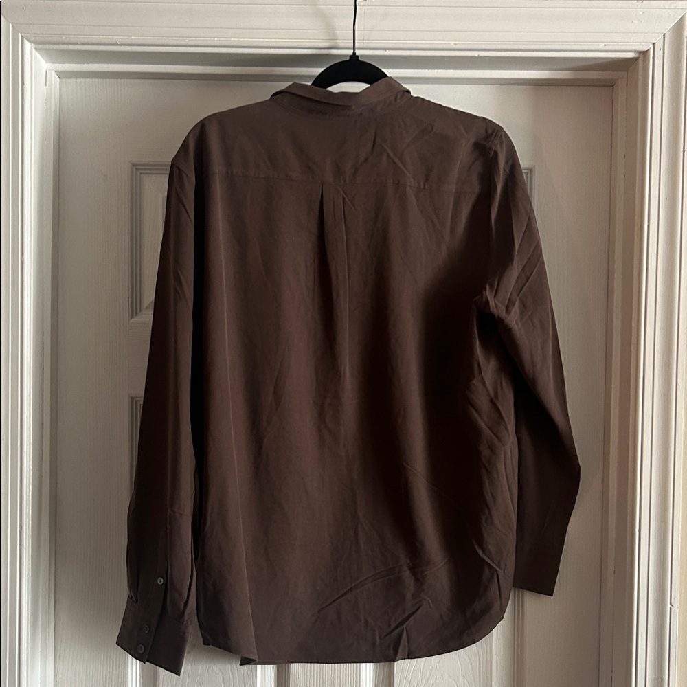 J. McLaughlin Chocolate Brown 100% Silk Shirt - Picture 5 of 5
